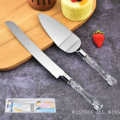 Stainless Steel Cake Knife and Shovel Kit Wedding Crystal Handle Cake Knife Shovel Baking Bread Knife Wedding Supplies Set