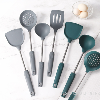 Silicone Shovel 430 Stainless Steel Tubelet Handle Non-Stick Spatula Cooking Spatula Kitchen Utensils Soup Spoon Strainer