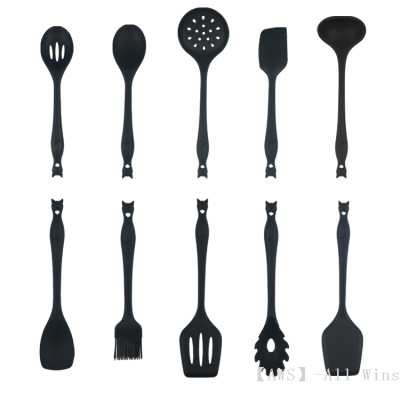 Dog Cat Head Style Silicone Kitchenware Set Soup Spoon Scraper Leakage Turner Egg Beater Food Clip
