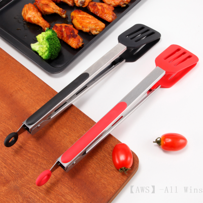Kitchen Barbecue Steak Frying Clip Food Tong Made of Silica Gel Square Head Silicone Three-Line Square Head Food Clip