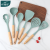 6-Piece Set of Silicone Kitchenware with Wooden Handle Spatu and Soup Spoon Spatu Silicone Spatu Set Cooking Tools
