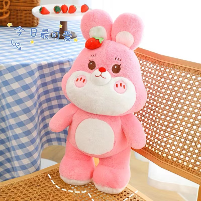 New Strawberry Rabbit Doll Doll Healing Ragdoll Cute Plush Toy Girl Internet Celebrity Cushion Cushion
