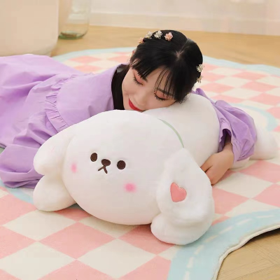 Cute Lying Cinnamon White Dog Love Dog Plush Toy Long Sleeping Pillow Children's Ragdoll Doll