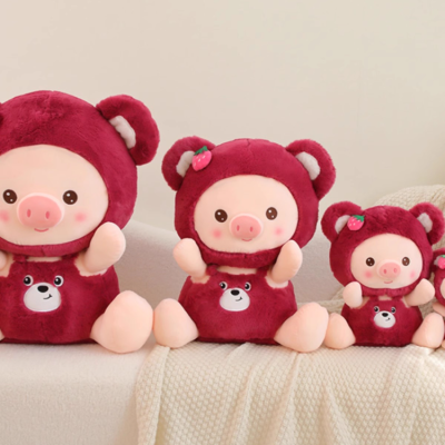 Cute Strawberry Pig Transformation Little Bear Plush Toys Comfort Children's Ragdoll BEBEAR Gift for Girlfriend Qixi