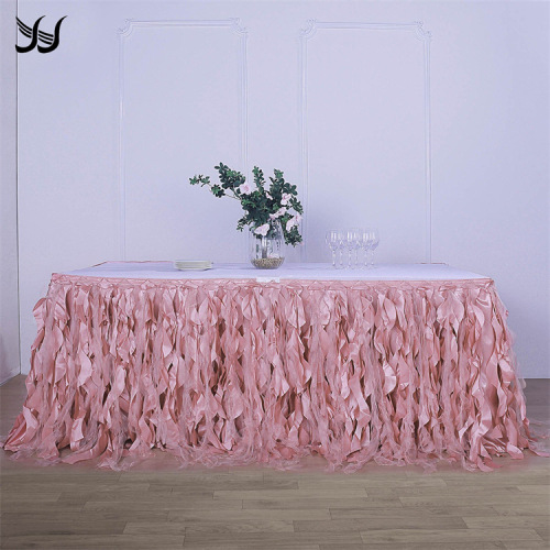跨境欧式婚庆柳条台裙桌围派对酒店欧根纱桌裙台布