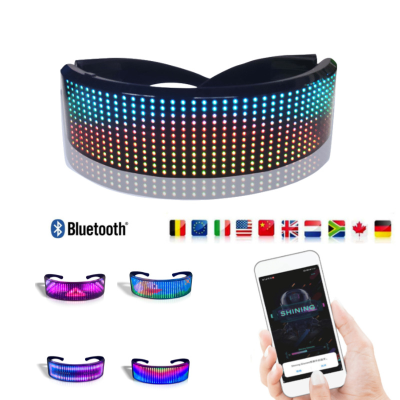 New LED Goggles Full Color Bluetooth Luminous Glasses Blinds App Birthday Party Cheering Props