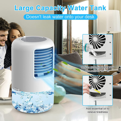 New Air Conditioner Fan Hydrating Fan Small Mute Water Cooling Fan Seven-Color Ambience Light Touch Spray