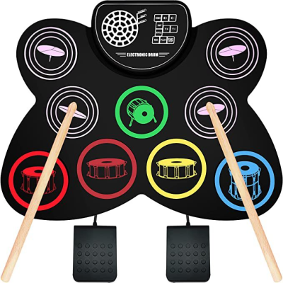 Color Electronic Drum Hand Roll Electronic Drum Electronic Drum with Speaker Built-in Lithium Battery Gift Silicone