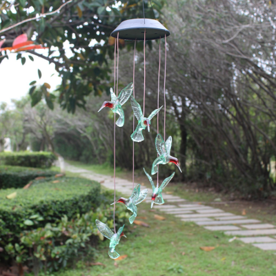 Solar Wind Chime Light Hummingbird Wind Chime Garden Light