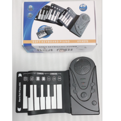 49 Keys Hand Roll Piano Silicone Tape External Sound Foldable Portable Electronic Piano Children