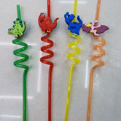 Dinosaur Straw Cartoon Straw Artistic Straw Plastic Straw Pet Straw Spiral Straw