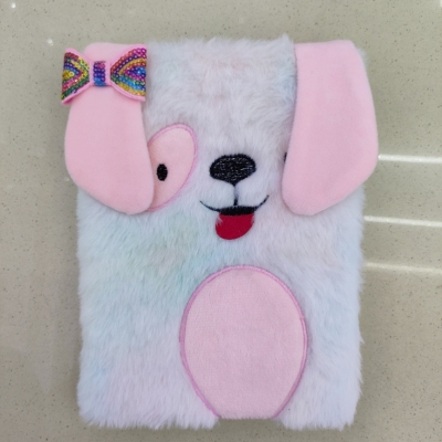 New Cute Pet Long Ear Puppy Plush Craft Handmade A5 Notebook Furry Bow Cute Factory Direct Sales