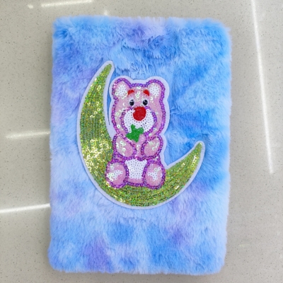New Plush Book Furry Notebook Notepad A5 Cute Bear Moon Color Mixed Factory Direct Sales