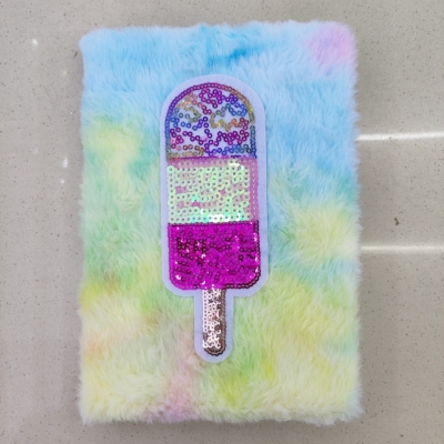 New Plush Book Furry Notebook Notepad A5 Cute Ice Cream Color Sequins Mixed Factory Direct Sales