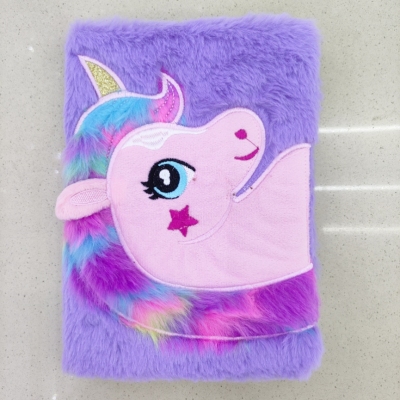 New Plush Book Furry Notebook Notepad A5 Cute Unicorn Pony Colorful Plush Factory Direct Sales