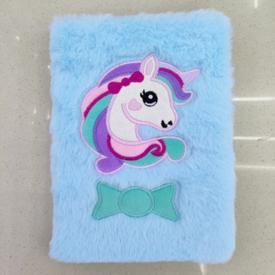 New Plush Book Furry Notebook Notepad A5 Cute Unicorn Pony Colorful Plush Factory Direct Sales