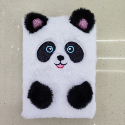 New Plush Book Furry Notebook Notepad A5 Cute Giant Panda Big Eye Paw Embroidery Factory Direct Sales