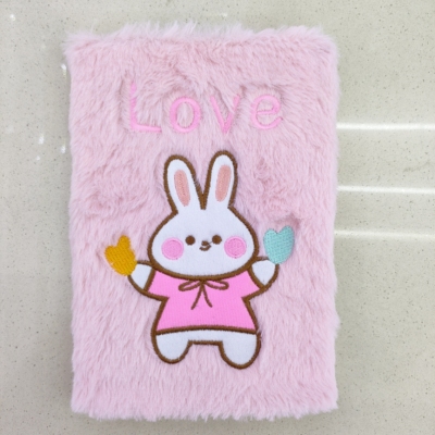 New Plush Book Furry Notebook Notepad A5 Cute Rabbit Love Embroidery Mixed Color Factory Direct Sales