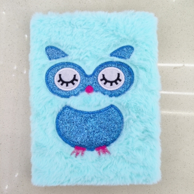 New Plush Book Furry Notebook Notepad A5 Cute Owl Embroidery Mixed Color Factory Direct Sales