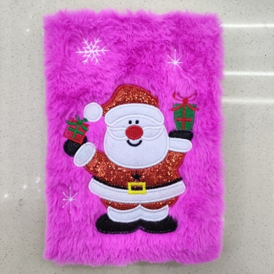 New Plush Book Furry Notebook A5 Notepad Santa Claus Snowman Winter Student Factory Direct Sales