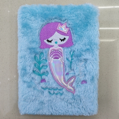 New Plush Notebook Notepad A5 Cute Mermaid Underwater Embroidery Factory Direct Sales Sample Customization