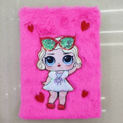 New Plush Book Furry Notebook Notepad A5 Sunglasses Cool Girl Sequins Colorful Embroidery Factory Direct Sales