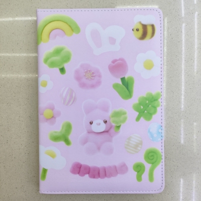 New Leather Book Notebook Notepad A5 Cute Felt Rabbit Flower Fresh Cross-Border Foreign Trade Factory Direct Sales