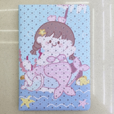 New Gold Powder Notebook Notepad A5 Mermaid Cute Little Girl Undersea Cross-Border Foreign Trade Factory Direct Sales