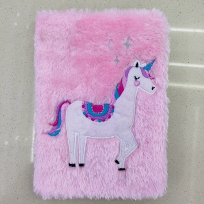 Hot Selling Plush Book Furry Notebook Notepad A5 Cute Unicorn Pony Color Embroidery Factory Direct Sales