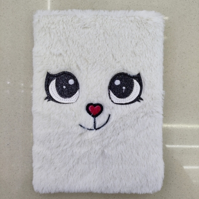 Hot Selling Plush Book Furry Notebook Notepad A5 Big Eyes Smiling Face Cute Embroidery Factory Direct Sales