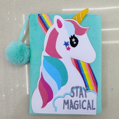 Hot Sale Crystal Super Soft Notebook Notepad A5 Unicorn Rainbow Cute Fur Ball Cross-Border Foreign Trade Factory Direct Sales