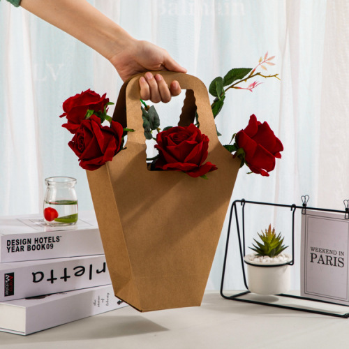 简约创意手提礼品袋送礼花束包装花束手提袋鲜花袋韩式ins插花袋
