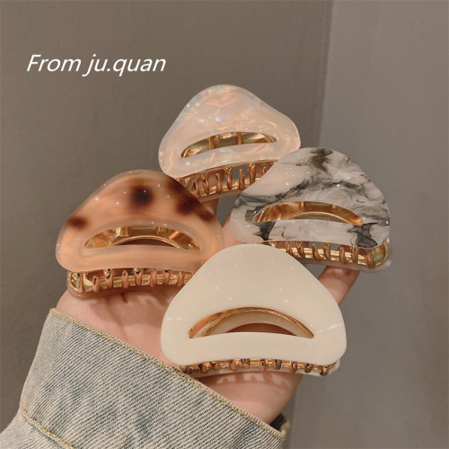 french retro creamy-white temperament medium size hair claw fashion back half clip chicken coop hair clip shark clip headdress