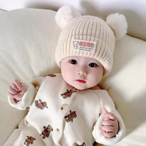 newborn winter baby hat baby boy baby girl woolen cap knitted hat cotton inner warm thickened children‘s tire