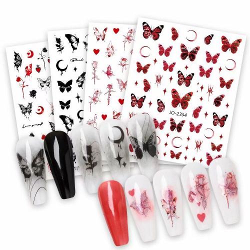 dark style butterfly rose series nail stickers