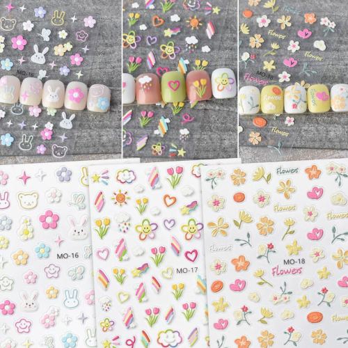 summer refreshing 5d relief manicure sticker applique nail stickers nail ornament