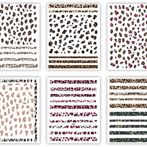 Fall/Winter Hot-Selling Classic All-Match Chessboard Grid Leopard Print and Other Elements Manicure Sticker Applique Manicures Decoration Only