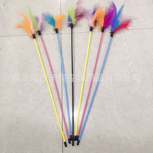 free shipping wholesale with packaging 50-60cm long brush holder feather  toy bell feather  teaser self-hi sound