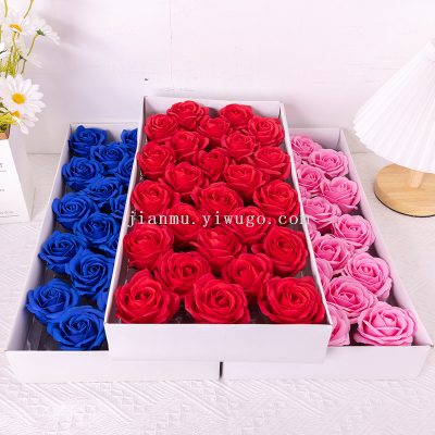 Five-Layer Rose Soap Flower Big Flower Head Wholesale Artificial Flower Valentine's Day Rose Factory Direct Cross-Mirror Foreign Trade