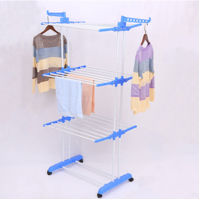 Folding Clothes Hanger Indoor Balcony Installation-Free Stainless Steel Three-Layer Folding Floor Drying Rack Household Multi-Functional Wool