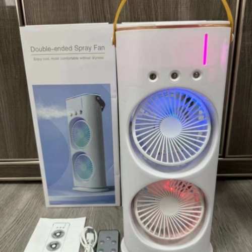 three-hole double fan spray air cooler humidification refrigeration air conditioner fan desktop charging mini usb fan cross-border tiktok