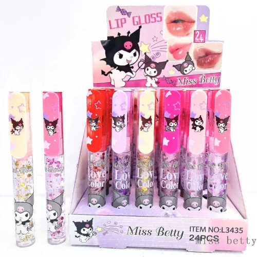 MissBetty跨境外贸新款6色滋润亮片唇釉卡通唇油现货