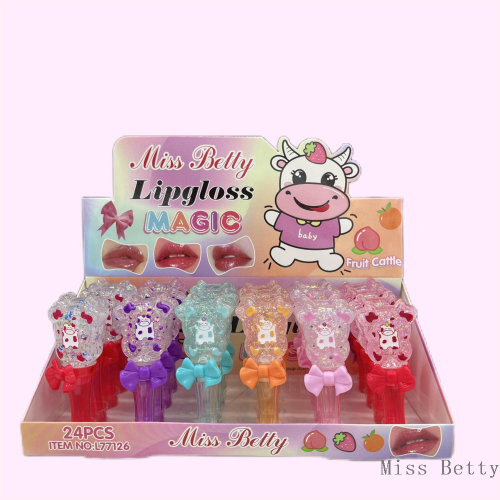 MissBetty跨境外贸新品卡通6色可爱奶牛图案亮片唇釉现货