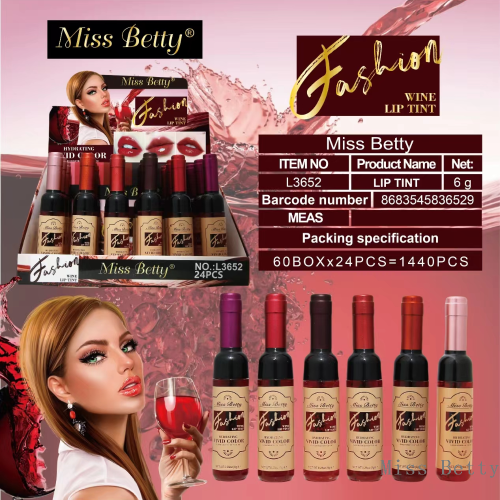 MissBetty新品外贸跨境红酒瓶不沾杯口红水唇部彩妆现货