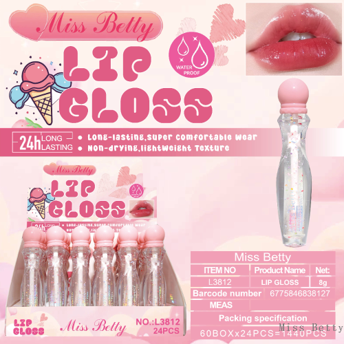 MissBetty新款跨境外贸透明七彩亮片唇油  专供出口