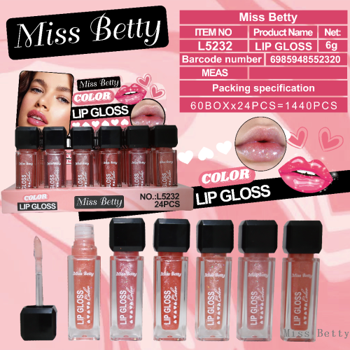 MissBetty新款跨境外贸6色小方管滋润高光唇蜜  专供出口
