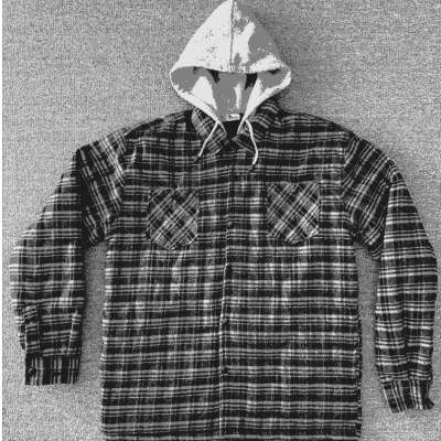 American Size Men's Long-Sleeved Fleece-Lined Thickened Hooded Plaid Shirt Autumn and Winter Large Size Cross-Border Men's Top Cotton Coat Jacket