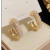 Graceful and Fashionable Stud Earrings Pearl Zircon Inlaid Geometric Square C Ear Ring Simple All-Match Earrings Earrings