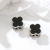 European, American and French Style Black and White Chessboard Plaid Four-Leaf Clover Diamond-Embedded Two-Side Ear Buckle High-End Elegant Trendy Earrings for Women