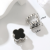 European, American and French Style Black and White Chessboard Plaid Four-Leaf Clover Diamond-Embedded Two-Side Ear Buckle High-End Elegant Trendy Earrings for Women
